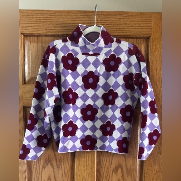 Anthropologie Sweaters - Anthropologie Maeve Burgundy and Lavender Knit